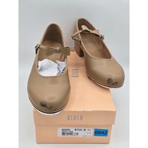 Bloch Broadway-Lo Character Dance Shoes Tan Merry Jane Heel Womens 11 M Tap Shoe